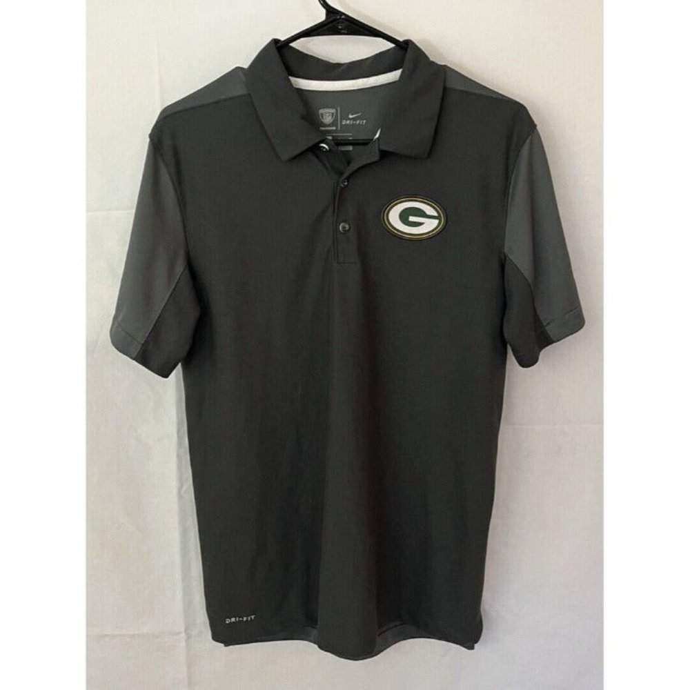 Nike NFL Equipment Dri-Fit Training Polo Shirt Mens Size Small Green Bay Packers